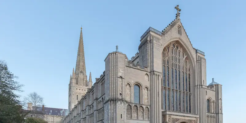 The west front and spire of Norwich Cathedral